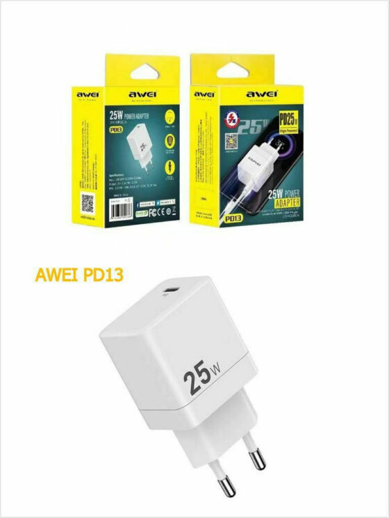 Awei Φορτιστής Χωρίς Καλώδιο με Θύρα USB-C 25W Power Delivery Λευκός (PD-13) - Image 2