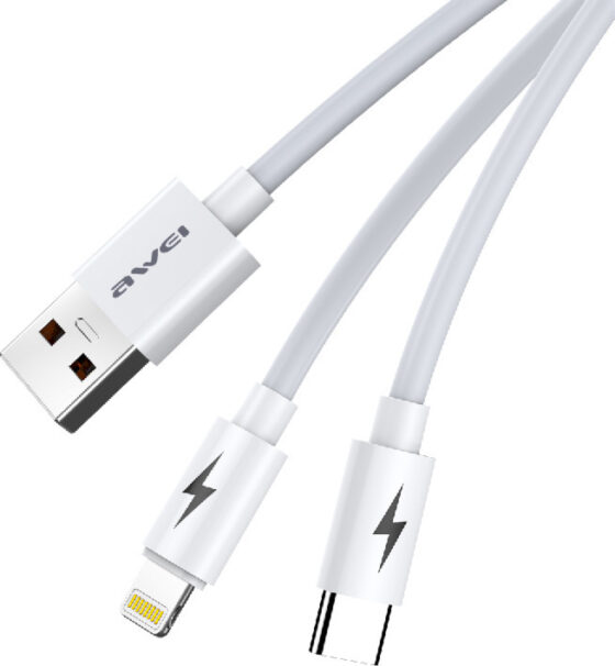 Καλώδιο φόρτισης Awei CL-79 2 σε 1, USB to Lightning / Type-C - Image 2
