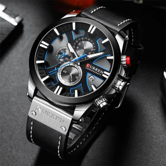 Ανδρικό Ρολόι Curren 8346 Black-Silver με χρονογράφους - Image 2