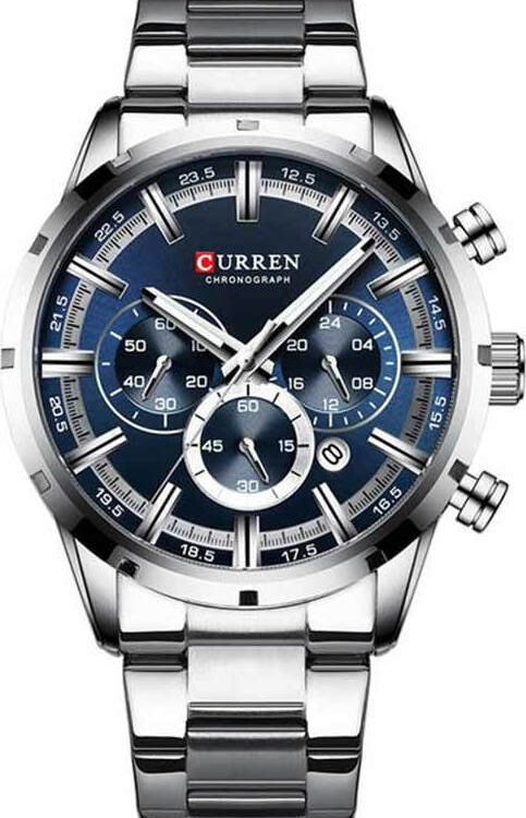 Ανδρικό Ρολόι Curren 8355 Silver-Blue  με χρονογράφους