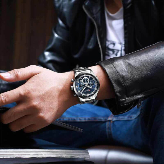 Ανδρικό Ρολόι Curren 8355 Silver-Blue  με χρονογράφους - Image 2