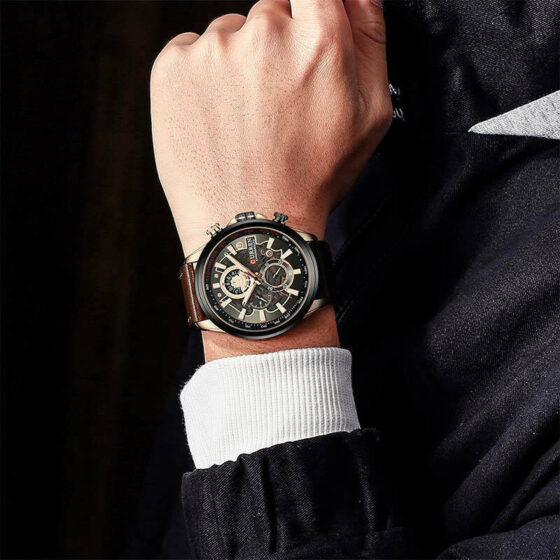 Ανδρικό Ρολόι Curren 8380 Brown με δερμάτινο λουράκι και χρονογράφους - Image 2