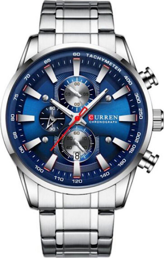 Ανδρικό Ρολόι Curren 8351 Silver-Blue  με Χρονογράφους