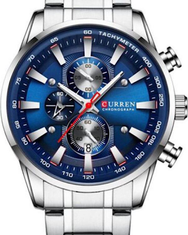 Ανδρικό Ρολόι Curren 8351 Silver-Blue  με Χρονογράφους