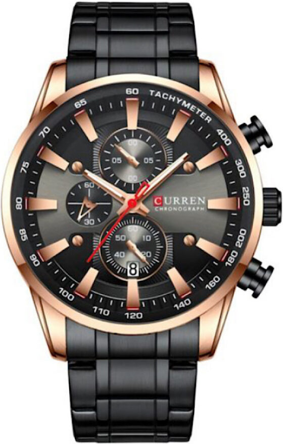 Ανδρικό Ρολόι Curren 8351 Black-RoseGold με Χρονογράφους
