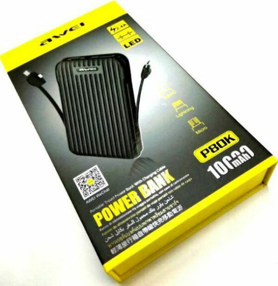 Power bank Awei P80K 10000mAh Μαύρο - Image 3