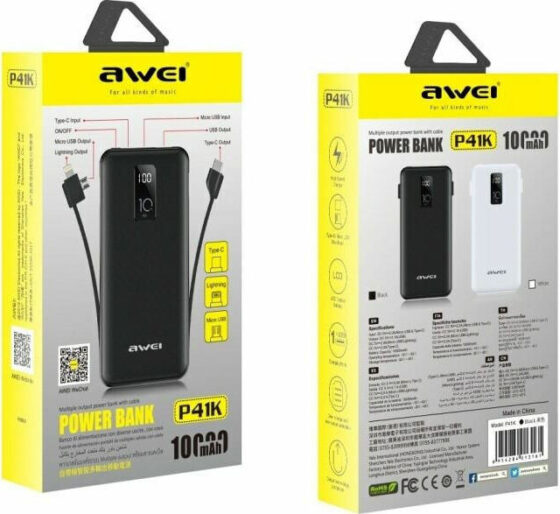 Awei Power Bank P41K 10000mAh Μαύρο - Image 5