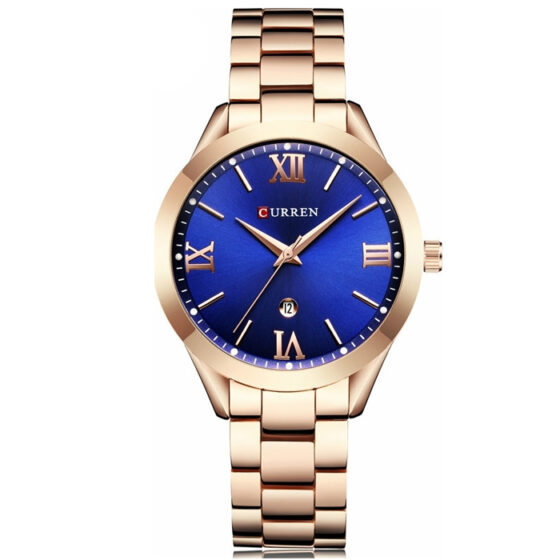 Γυναικείο Ρολόι Curren Stainless Steel 9007 Rose Gold – Blue