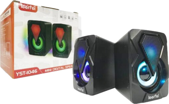Leerfei YST-1046 Ηχεία Υπολογιστή 2.0 με RGB Φωτισμό σε Μαύρο Χρώμα