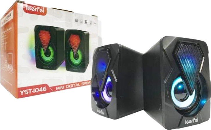 Leerfei YST-1046 Ηχεία Υπολογιστή 2.0 με RGB Φωτισμό σε Μαύρο Χρώμα