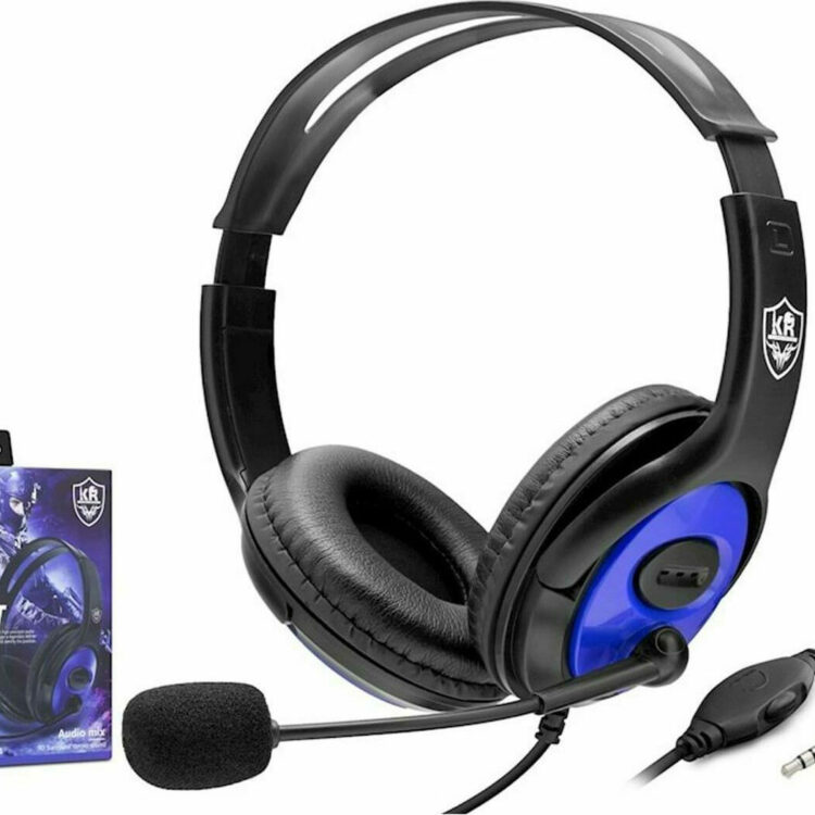 KR Audio KR-GM702 Over Ear Gaming Headset 3.5mm (Μπλε)