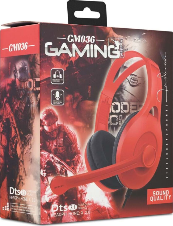 Ενσύρματα ακουστικά GM036 Gaming Headset (Κόκκινο) - Image 2