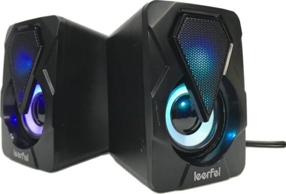 Leerfei YST-1046 Ηχεία Υπολογιστή 2.0 με RGB Φωτισμό σε Μαύρο Χρώμα - Image 2