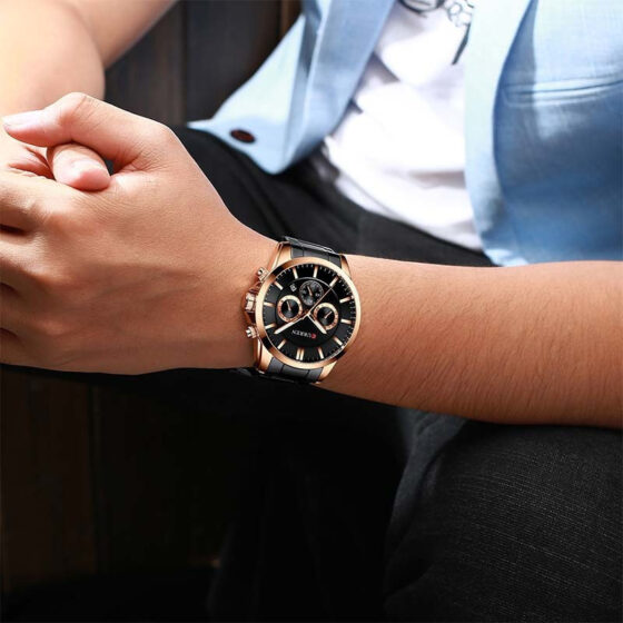 Ανδρικό Ρολόι Curren 8358 Black – Gold με Χρονογράφους - Image 2