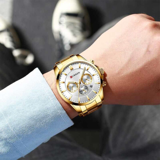 Ανδρικό Ρολόι Curren 8358 Gold-White με Χρονογράφους - Image 2