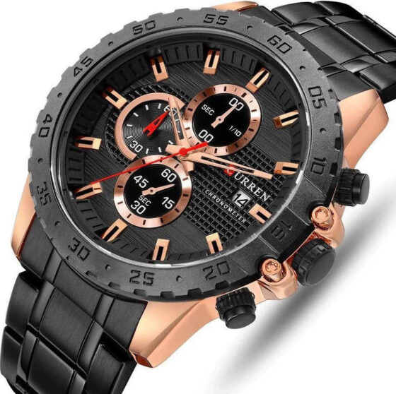 Ανδρικό Ρολόι Curren 8334 Black-RoseGold με χρονογράφους - Image 2