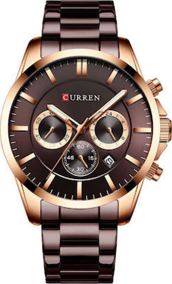 Ανδρικό Ρολόι Curren 8358 Brown – Gold με Χρονογράφους
