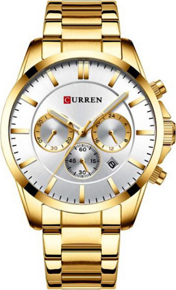 Ανδρικό Ρολόι Curren 8358 Gold-White με Χρονογράφους