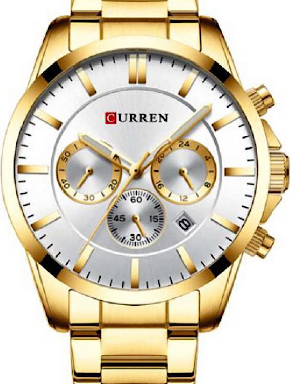 Ανδρικό Ρολόι Curren 8358 Gold-White με Χρονογράφους