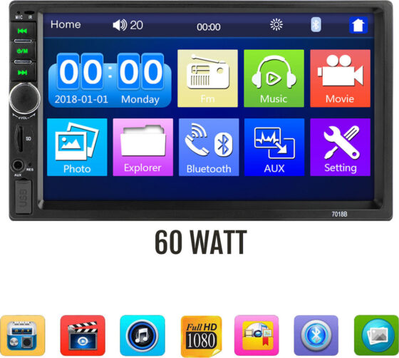 Multimedia Ηχοσύστημα Αυτοκινήτου με Οθόνη Αφής 7" 2 DIN USB, SD, Bluetooth, AUX, Τηλεχειριστήριο 7018B, 4 x 45W - Image 3