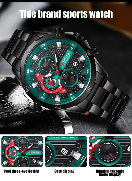 Ανδρικό Ρολόι Curren 8402 Black Green - Image 2