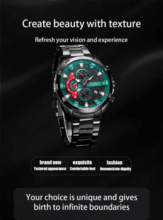Ανδρικό Ρολόι Curren 8402 Black Green - Image 3
