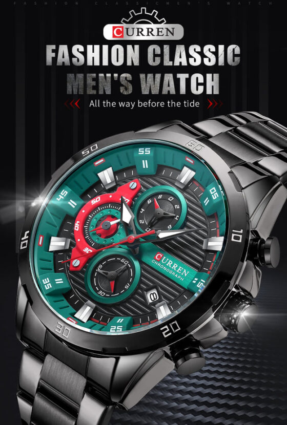 Ανδρικό Ρολόι Curren 8402 Black Green - Image 5