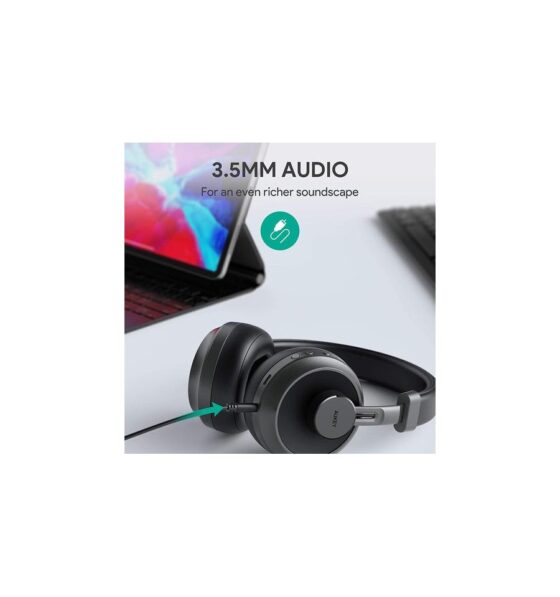Aukey Ασύρματα/Ενσύρματα On Ear Ακουστικά με 25 ώρες Λειτουργίας Μαύρα - Image 2