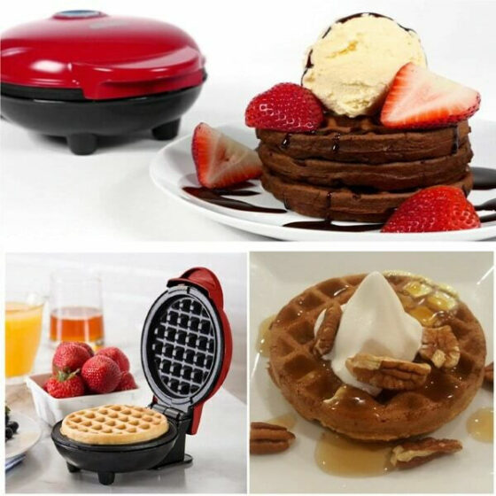 Mini Waffle Maker Βαφλιέρα σε Στρογγυλό Σχήμα 350W - Image 5