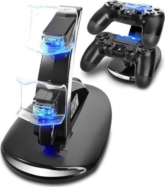 Dual Charge n Stand Βάση Φόρτισης για 2 χειριστήρια PS4 με φωτισμό LED Μαύρη - Image 2