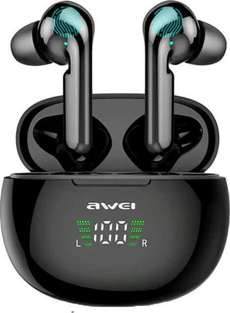 Awei T15P In-ear Bluetooth Handsfree Ακουστικά με Θήκη Φόρτισης Μαύρα