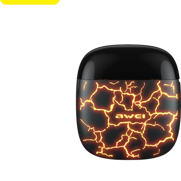 Awei T28 Pro Earbud Bluetooth Handsfree Ακουστικά με Θήκη Φόρτισης Ice Crack Orange