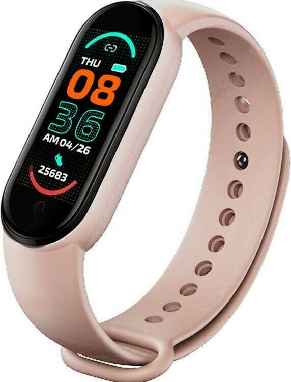 M6 Smart Band με Παλμογράφο Ροζ