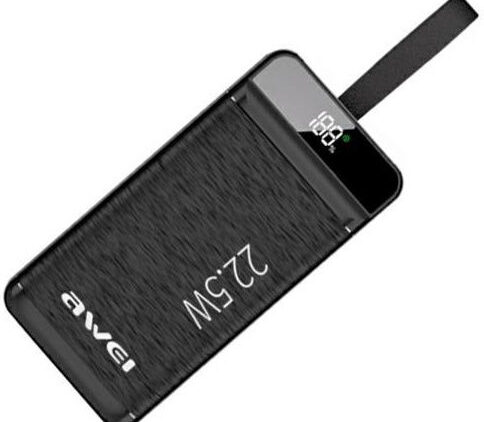 Awei P142K Power Bank 50000mAh 22.5W με 3 Θύρες USB-A και Θύρα USB-C Power Delivery Μαύρο