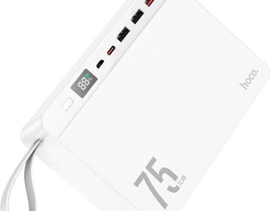 Hoco J94 Overlord Power Bank 75000mAh 22.5W με 3 Θύρες USB-A και Θύρα USB-C Λευκό