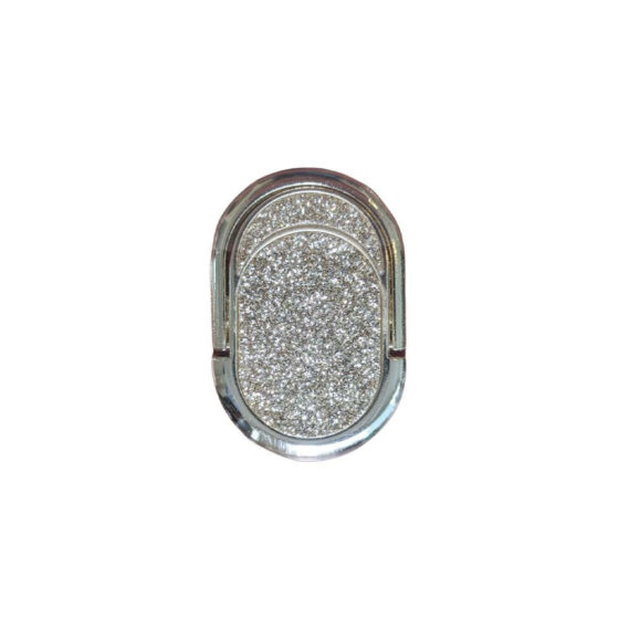 Technovo Αυτοκόλλητο Μαγνητικό Οβάλ Ring Holder Κινητού Glitter Silver