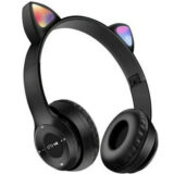 P47M Cat Ear Ασύρματα/Ενσύρματα On Ear Ακουστικά Μαύρα