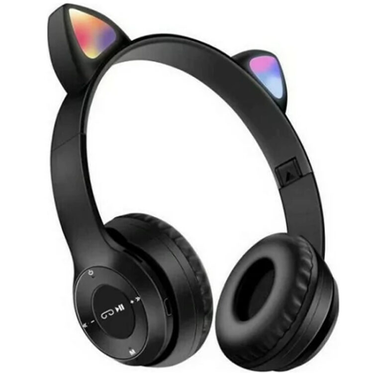 P47M Cat Ear Ασύρματα/Ενσύρματα On Ear Ακουστικά Μαύρα