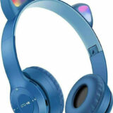 P47M Cat Ear Ασύρματα/Ενσύρματα On Ear Ακουστικά Μπλε