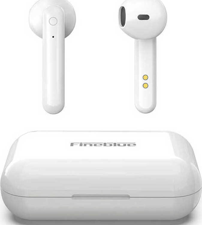 Fineblue Flypods J10 Earbud Bluetooth Handsfree Ακουστικά με Θήκη Φόρτισης Λευκά