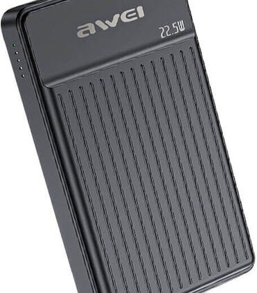 Awei P33K Power Bank 10000mAh με Θύρα USB-A και Θύρα USB-C Μαύρο