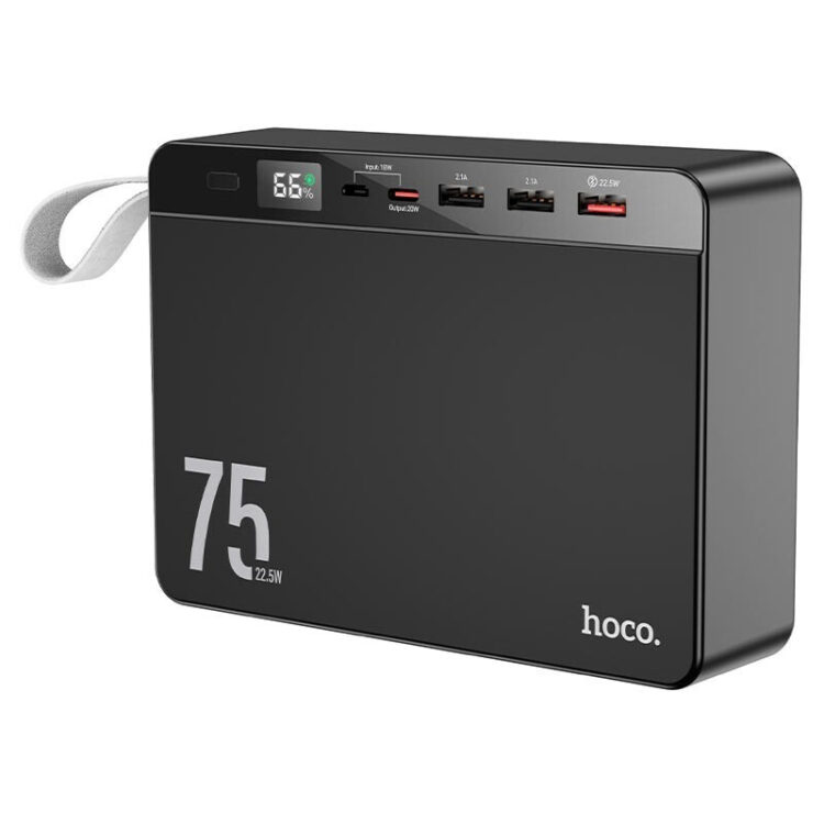 Hoco J94 Overlord Power Bank 75000mAh 22.5W με 3 Θύρες USB-A και Θύρα USB-C Μαύρο