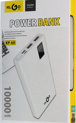 KLGO KP-60 Power Bank 10000mAh με 2 Θύρες USB-A Λευκό