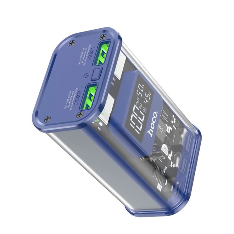Hoco J105 Fully Power Bank 10000mAh 22.5W με 2 Θύρες USB-A και Θύρα USB-C Μπλε
