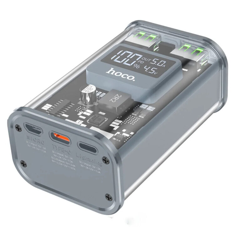 Hoco J105 Fully Power Bank 10000mAh 22.5W με 2 Θύρες USB-A και Θύρα USB-C Μαύρο