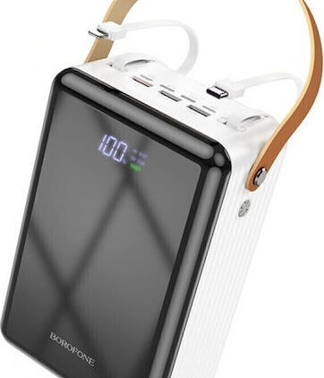 Borofone BJ32 Power Bank 80000mAh με 3 Θύρες USB-A Quick Charge 3.0 Λευκό