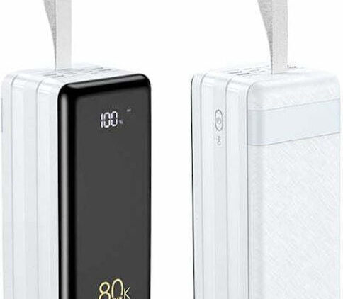 Remax RPP-291 Power Bank 80000mAh 22.5W με 2 Θύρες USB-A και Θύρα USB-C Power Delivery Λευκό