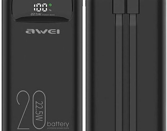 Awei P169K Power Bank 20000mAh 22.5W Power Delivery Μαύρο