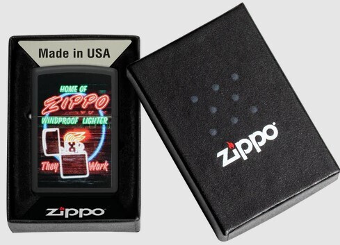 Zippo 48455 Neon Sign Design Steel Μαύρο