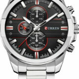 Curren 8274 Ρολόι Χρονογράφος Μπαταρίας με Μεταλλικό Μπρασελέ Black/Silver